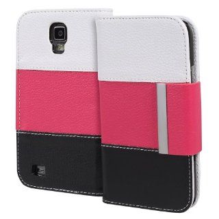 Fosmon CADDY Series Leather Wallet Case for Samsung Galaxy S4 Active / I9295 / SGH I537 (White / Pink / Black): Cell Phones & Accessories