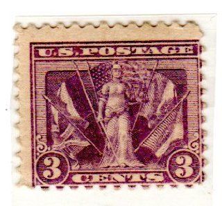Postage Stamps United States. One Single 3 Cents Violet Victory and Flags of The Allies Stamp Dated 1919, Scott #537: Everything Else