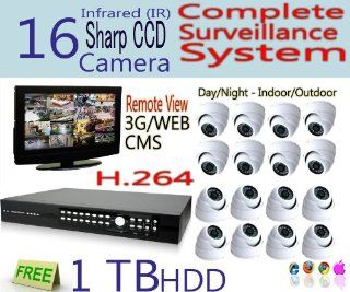 Evertech 16 Channel Home Security Camera System Network Remote Viewing Over Internet & 3 /4 G & Network & Cms. All in One Home Surveillance System. Sharp CCD Version : Camera & Photo