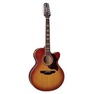Takamine G Series EG523CDX12 HB Jumbo 12 String Acoustic Electric Guitar, Honeyburst: Musical Instruments