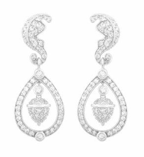 JanKuo Jewelry Silver Tone Royal Family Kate Middleton Inspired Wedding Dangling Earrings Silver Tone with CZ Cubic Zirconia with Gift Box: Jewelry
