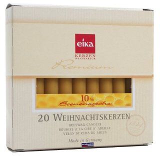 Brubaker By Eika Box of 20 Finest Beeswax Tree Candles Honey Yellow 10% Beeswax High 10.5 Cms,  1.25 Cms Made in Germany   Wax Candles