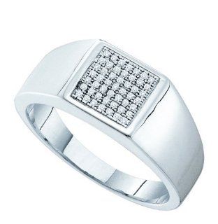 0.15 Carat (ctw) 10K White Gold Round Cut White Diamond Men's Micro Pave Bridal Engagement Ring: Jewelry