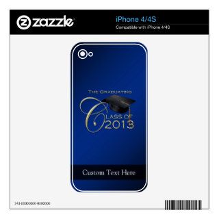 2013 Blue Script Graduation Skin For iPhone 4