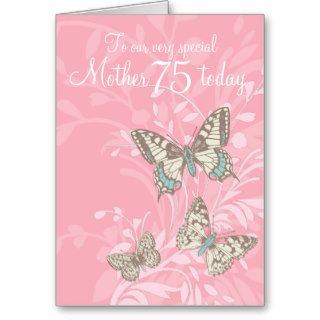 Mother 75th birthday butterflies card