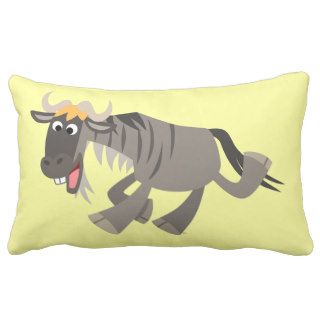 Cute Happy Cartoon Wildebeest Pillow