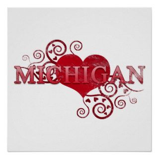 I Heart Michigan Gifts Print