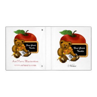 Custom Name Grade 1 Teacher Bear Vinyl Binder