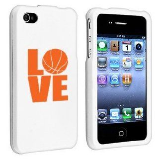 Apple iPhone 4 4S White Rubber Hard Case Snap on 2 piece Orange Love Basketball: Cell Phones & Accessories