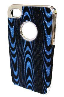 GO IC544 Glitter Fabric Drapes Design Hard Case for Apple iPhone 4/4S   1 Pack   Retail Packaging   Blue: Cell Phones & Accessories