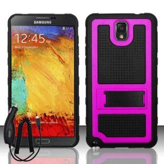 SAMSUNG GALAXY NOTE 3 BLACK PINK HYBRID PERFORATED KICKSTAND COVER HARD GEL CASE + FREE CAR CHARGER from [ACCESSORY ARENA]: Cell Phones & Accessories