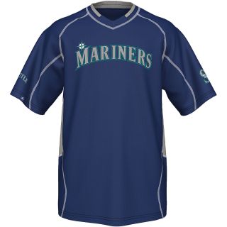 MAJESTIC ATHLETIC Mens Seattle Mariners Fast Action V Neck T Shirt   Size: