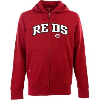 Antigua Mens Cincinnati Reds Full Zip Hooded Applique Sweatshirt   Size: Large,