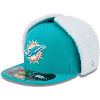 NEW ERA Mens Miami Dolphins On Field Dog Ear 59FIFTY Fitted Cap   Size: 7.375,