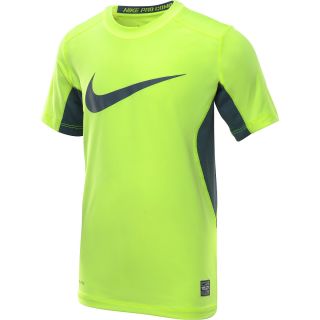 NIKE Boys Pro Combat Core Fitted Short Sleeve T Shirt   Size: Small, Volt/slate
