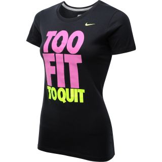 NIKE Womens Too Fit To Quit Short Sleeve T Shirt   Size: Medium, Black