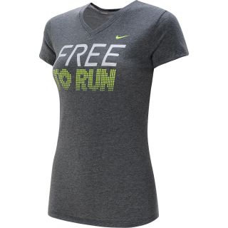 NIKE Womens Free To Run Short Sleeve T Shirt   Size: Large, Charcoal Heather