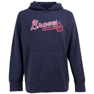 Antigua Mens Atlanta Braves Signature Hood Applique Pullover Sweatshirt   Size: