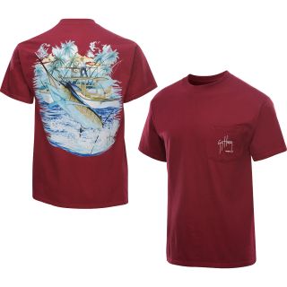 GUY HARVEY Mens Marlin Boat 2 Short Sleeve T Shirt   Size: Large, Cardinal Red