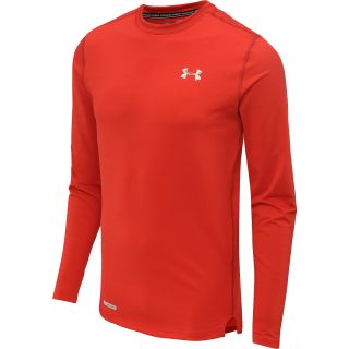 UNDER ARMOUR Mens ColdGear Fitted Crew Shirt   Size: Medium, Red/metal