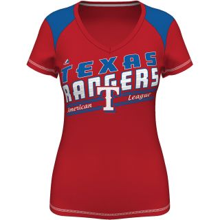 MAJESTIC ATHLETIC Womens Texas Rangers Superior Speed V Neck T Shirt   Size