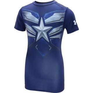 UNDER ARMOUR Boys Alter Ego Captain America Fitted Baselayer Top   Size: