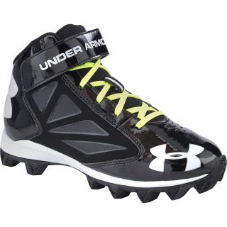 UNDER ARMOUR Boys Crusher Mid Football Cleats   Size: 3, Black/black/white
