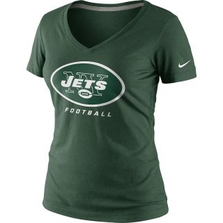 NIKE Womens New York Jets Legend Logo V Neck T Shirt   Size: Small, Fir/grey