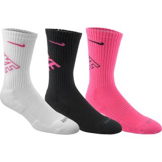 NIKE Boys Graphic Crew Socks   3 Pack   Size: XS/Extra Small, Pink/white/black
