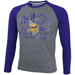 NFL Team Apparel Youth Minnesota Vikings Tri Blend Raglan Long Sleeve T Shirt  