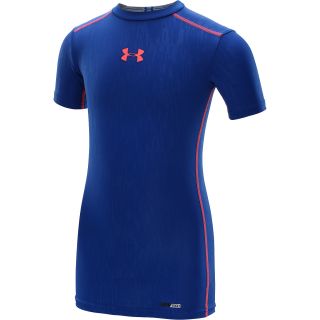 UNDER ARMOUR Boys HeatGear Sonic Fitted Short Sleeve Top   Size Xl, Royal/neo