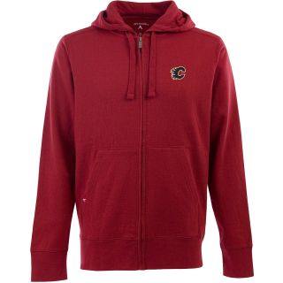 Antigua Mens Calgary Flames Fleece Full Zip Hooded Sweatshirt   Size XXL/2XL,