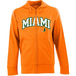 Antigua Mens Miami Hurricanes Full Zip Hooded Applique Sweatshirt   Size: