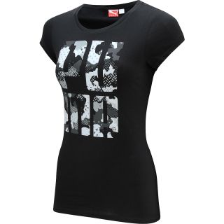 PUMA Womens Logo Plus Short Sleeve T Shirt   Size: Medium, Black