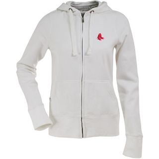 Antigua Womens Boston Red Sox Signature Hooded White Full Zip Sweatshirt  