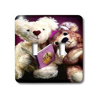 3dRose LLC lsp_532_2 Teddy Bear reading, Double Toggle Switch   Switch Plates  