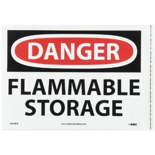 NMC D534PB OSHA Sign, Legend "DANGER   FLAMMABLE STORAGE", 14" Length x 10" Height, Pressure Sensitive Vinyl, Black/Red on White: Industrial Warning Signs: Industrial & Scientific