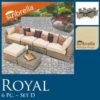 Royal Vintage Stone 13 Piece Sunbrella Outdoor Wicker Patio Furniture Set R06ds6 : Outdoor And Patio Furniture : Patio, Lawn & Garden