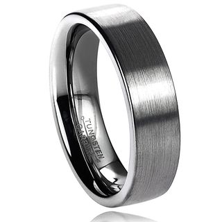 Vance Co. Men's Tungsten Carbide Brushed Flat Pipe Cut Band (6 mm) Vance Co. Men's Rings