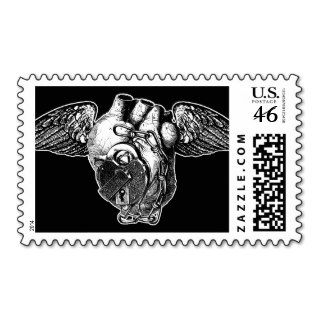 Heart with Locks and Wings Stamp