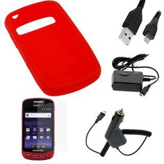 GTMax Red Silicone Soft Skin Cover Case + Clear LCD Screen Protector + Car Charger + Home Travel Charger + Sync USB Data Cable for Cricket, MetroPCS Samsung Admire/ Vitality R720: Cell Phones & Accessories