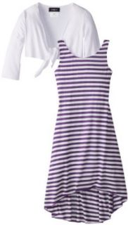 Amy Byer Girls 7 16 Stripe Twofer Dress, Purple, Medium: Clothing