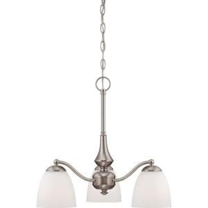 Glomar Patton ES 3 Light Brushed Nickel Arms Down Chandelier HD 5062