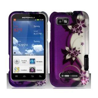 Motorola Defy XT XT556 / XT557 (StraightTalk/US Cellular) Purple/Silver Vines Design Hard Case Snap On Protector Cover + Free Opening Tool + Free American Flag Pin: Cell Phones & Accessories