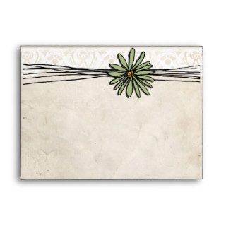 Vintage Sage Green Daisy Envelope