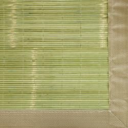 Citroen Green Bamboo Rug with Tan Border (5' x 8') 5x8   6x9 Rugs