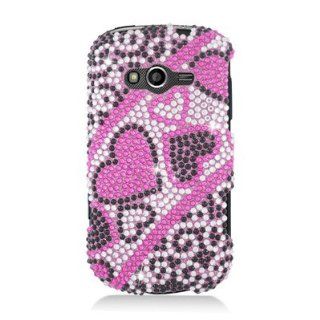 For Samsung Galaxy Reverb SPH M950 FULL DIAMOND Case Heart Pink Black: Everything Else