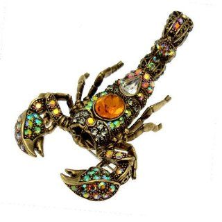 Acosta Jewellery   Multi Coloured Swarovski Crystal   Vintage Style Golden Scorpion Brooch / Pendant: Brooches And Pins: Jewelry