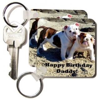 kc_40635_1 Edmond Hogge Jr Birthdays   English Bulldog Happy Birthday Daddy   Key Chains   set of 2 Key Chains: Clothing