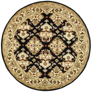Handmade Heritage Traditions Black/ Ivory Wool Rug (3'6 Round) Safavieh Round/Oval/Square